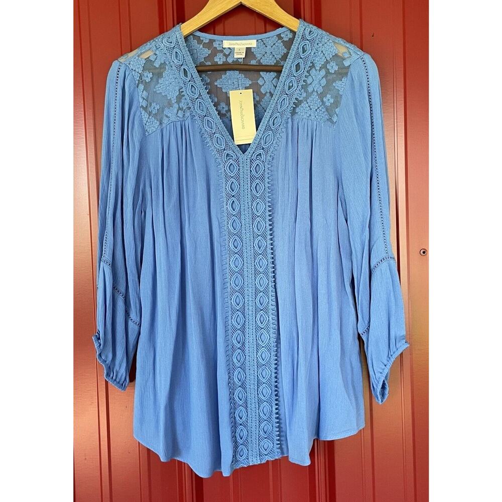 JohnPaulRichard Blue Embellished 3/4 Sleeve Tunic